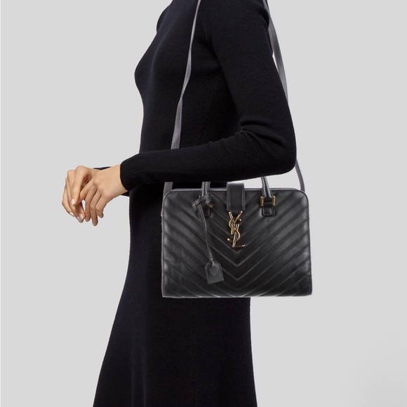 YSL Yves Saint Laurent Gray Matelasse Quilted Calfskin Cabas Bag - Picture 14 of 14